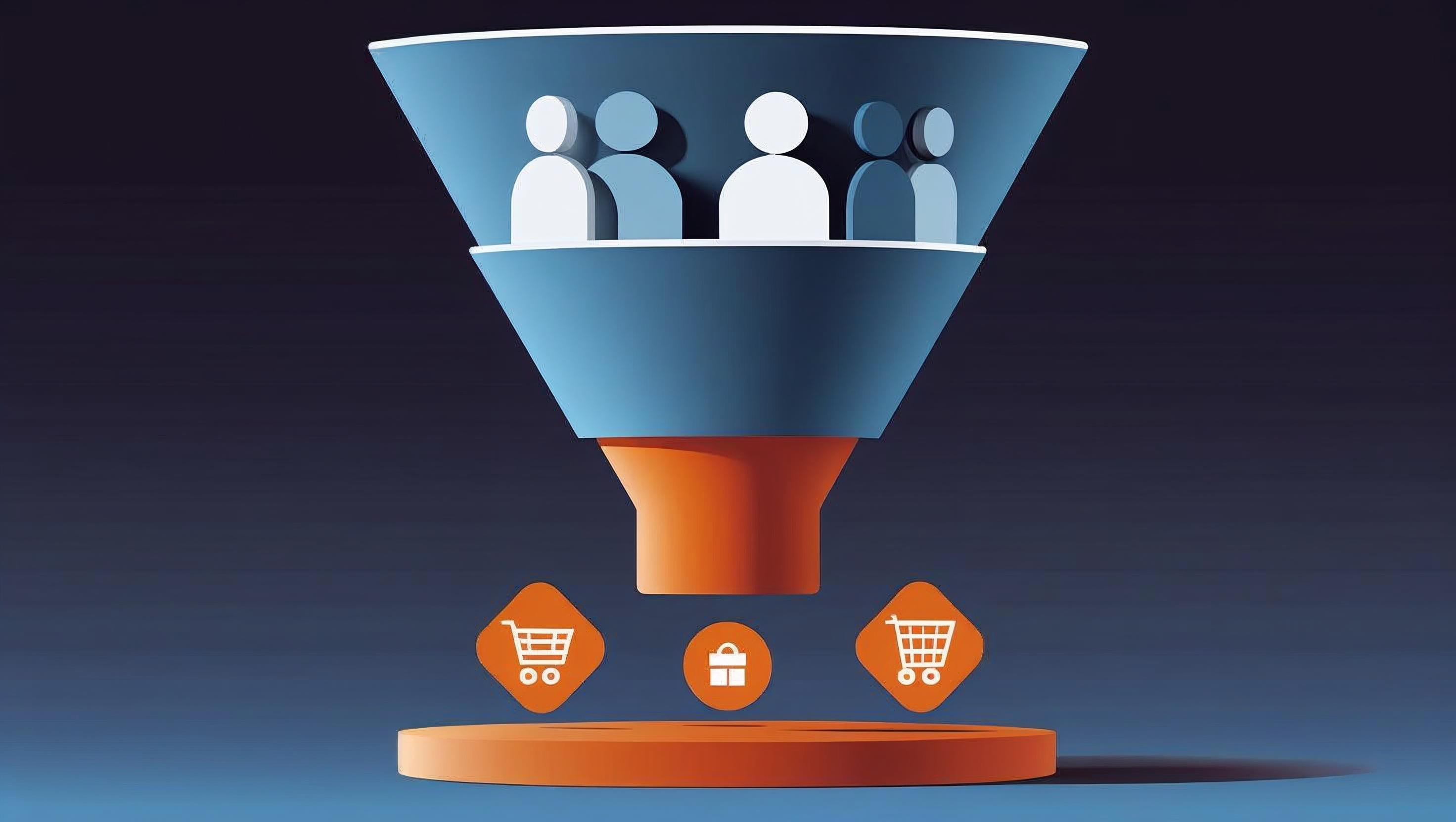 Conceito de um funil de vendas para Landing Page